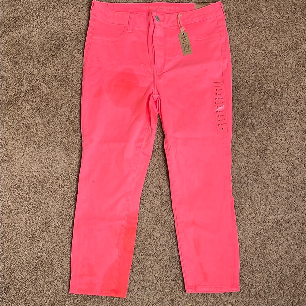 Pink Hi-Rise Crop Jeggings